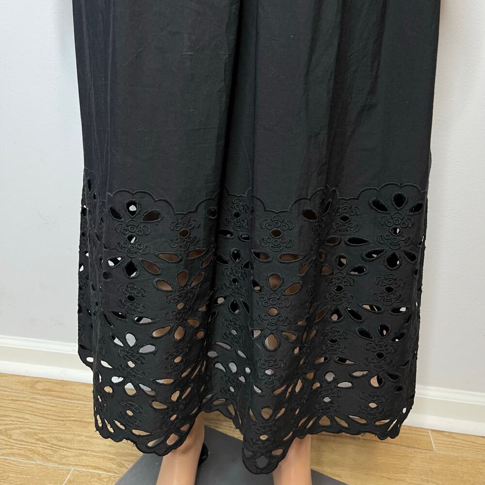 Caroline Constas New Embroidered Peplum Waist Spaghetti Strap Black Dress Sz M - Picture 8 of 11